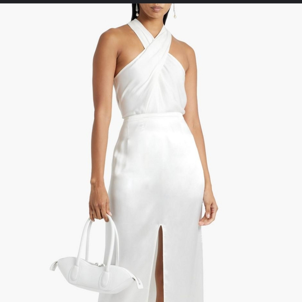 NWT A.L.C. Arvid Twist Front Crepw Top Blouse Halter Neck Size 4